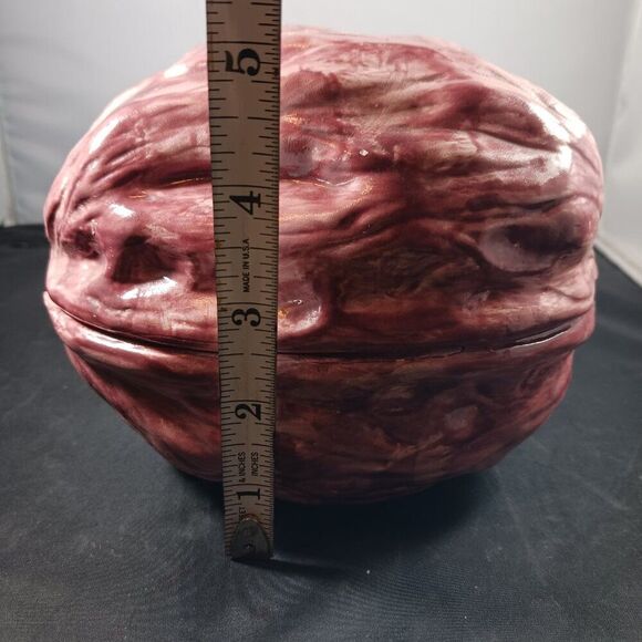 Vintage 80's Walnut Shaped Ceramic Nut Cookie Jar with Lid RARE - Picture 7 of 14